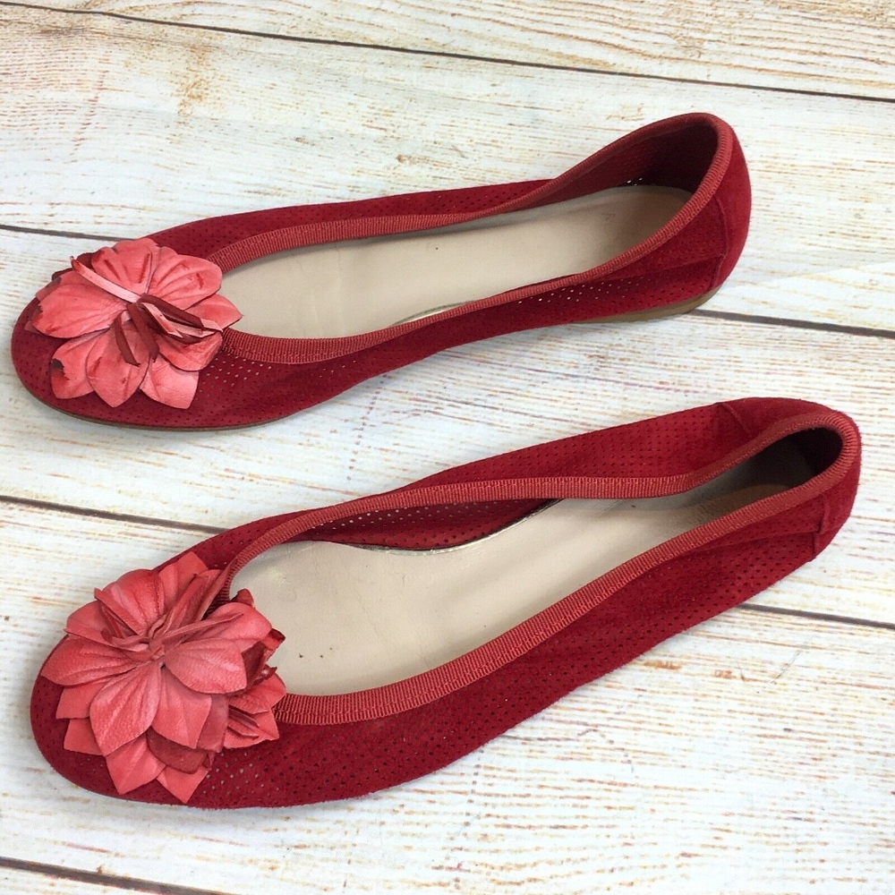 Manya red perforated suede ballet flats Italy 38 - Picture 3 of 7